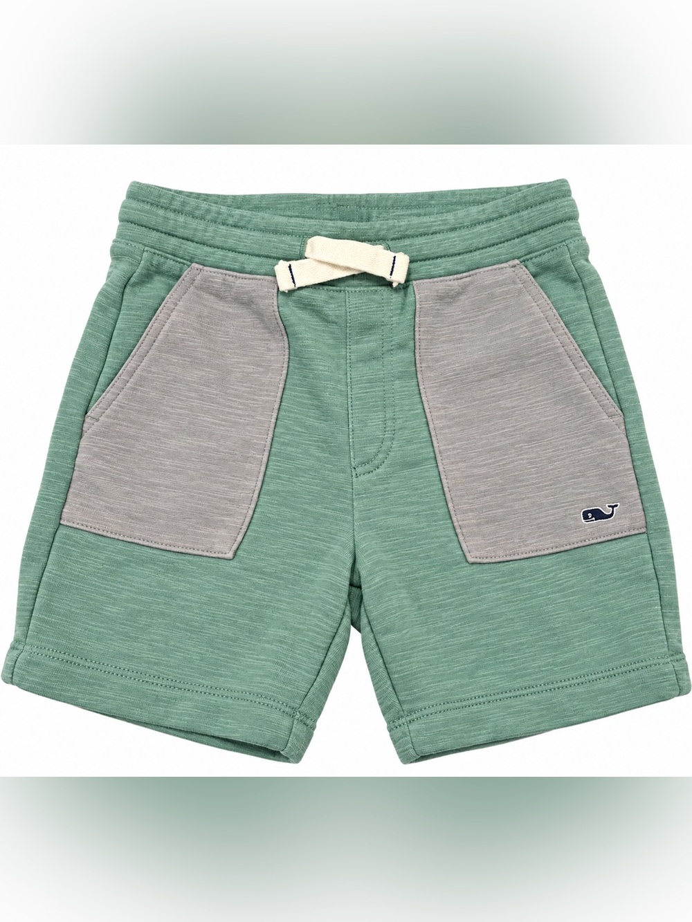 Vineyard Vines Boys Size 6 Green Gray Colorblock Sweat Shorts Whale Logo
